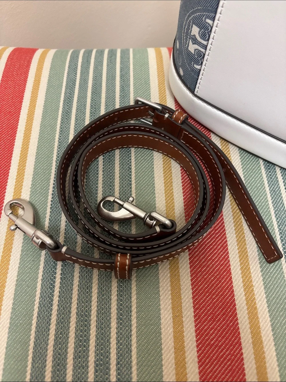 Tory Burch T Monogram Denim Bucket Bag